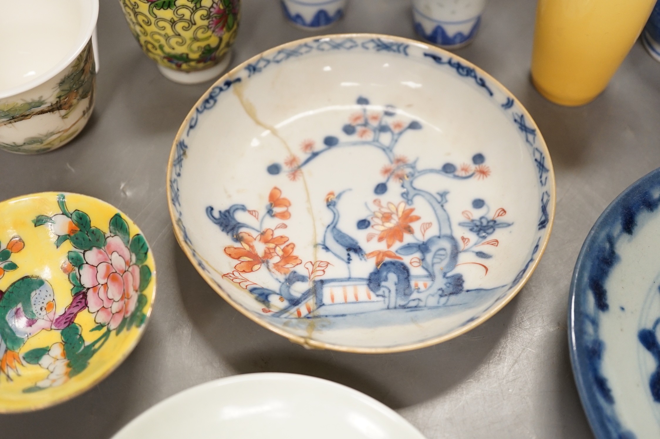 Assorted Chinese ceramics and a wooden box